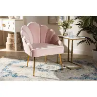 Everly Quinn Lefancy  Cinzia Glam  Gold Finished Seashell Shaped Accent Chair