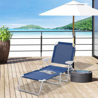 Arlmont & Co. Arlmont & Co. Adjustable Sun Beach Lounger Patio Garden Reclining Bed Portable Folding Camping Cot Blue