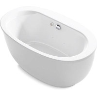 Kohler Sunstruck® 60.5-in x 34-in Freestanding Heated Bubble Massage Air Bath with Fluted Shroud