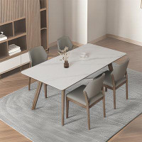 RARLON Simple Modern Light Luxury Rectangular Solid Wood Rectangular Dining Set