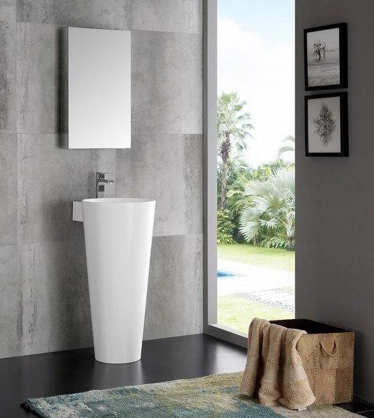16 Inch White Pedestal Sink with Medicine Cabinet, Sophisticated Glossy White has a stylish acrylic finish   FB dans Plomberie, éviers, toilettes et bains  à Ville de Toronto - Image 3