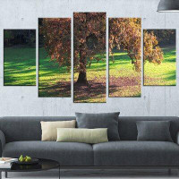 Made in Canada - Design Art 'Lonely Beautiful Autumn Tree' 5 Piece Wall Art on Wrapped Canvas Set