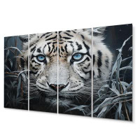 Design Art Tiger Mysterious Watcher II - Animals Metal Wall Decor Set