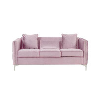 Everly Quinn Movses Velvet Sofa With 3 Pillows