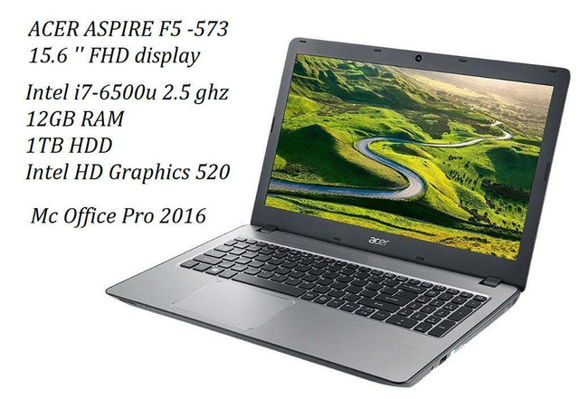 ACER ASPIRE F15 , F5-57-inch FHD, quad core i7-6500u TURBO 3.5GHZ,12GB RAM, 1TB HDD, new/box in Laptops in Longueuil / South Shore