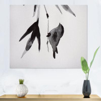 East Urban Home Vintage Japanese Bird On Branch - Traditional Canvas Wall Art Print