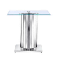 Everly Quinn 22.8'' tall Glass Pedestal End Table