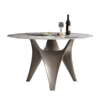 Orren Ellis Italian imported rock plate round table with turntable modern simple round table