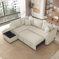 Latitude Run® L-shaped Sectional Pull Out Sofa Bed Sleeper Sofa with Two USB Ports