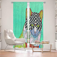 East Urban Home Lined Window Curtains 2-panel Set for Window Size by Marley Ungaro - Cat Teal