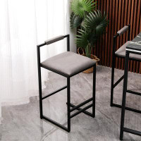 17 Stories 2PC Counter Height Barstools with Back,Armless Metal Legs & PU Grey Upholstered Chairs