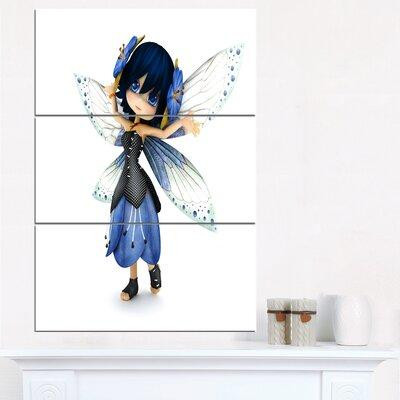 Design Art 'Fairy Blue Woman with Wings' Graphic Art Print Multi-Piece Image on Canvas in Arts & Collectibles