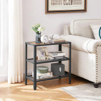 17 Stories 3 Tier Tall Side Table 24" Small End Table With Storage Shelf, Small Table For Small Spaces, Sofa Couch Side