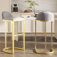 Mercer41 30" Counter Height Bar Stools Set of 2, Bar Stools with Back and Gold Metal Frame