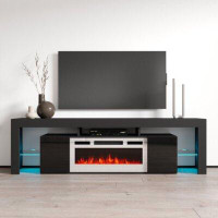 Meble Furniture Soleo TV Stand for TVs up to 88" with Electric Fireplace Included