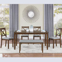 Gracie Oaks Dining Rectangular Table with Bench, Kitchen Table with Bench for Small Space