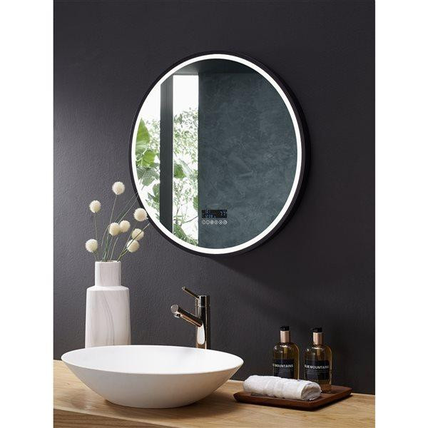 Ancerre Designs Cirque 30-in LED Lighted Fog Free Round Bathroom Mirror with Bluetooth  ANC in Floors & Walls