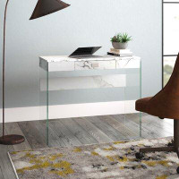 Willa Arlo™ Interiors Bartz Glass Frame Writing Desk with 1 Drawer