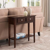 Red Barrel Studio Red Barrel Studio® 10075-CH Two Drawer Sofa Table Hall Console With Shelf, Chocolate Oak, 11 In X 30 I