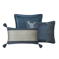 Waterford Bedding Waterford Everett Teal Tassels Polyester Throw Pillow