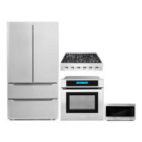 Cosmo 4 Piece Kitchen Package with 36" Slide-in Gas Cooktop 24" Single Electric Wall Oven 24.4" Built-in Microwave & Fre