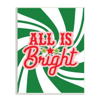 Stupell Industries All's Bright Bold Holiday Typography Green Peppermint Spiral XXL Black Framed Giclee Texturized Art B