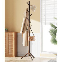 Latitude Run® Wooden Coat Rack Stand With 3 Height Options And 8 Hooks, Sturdy Freestanding Coat Rack,
