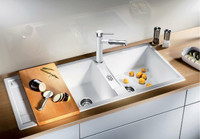 METRA 8 S - Granite composite Kitchen Sink w Drainboard in 5 finishes