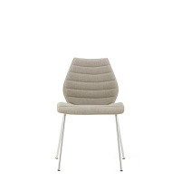 Kartell Maui Soft Noma Upholstered Chair in Chrome Legs by Vico Magistretti