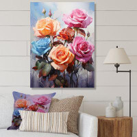 House of Hampton Multicolor Roses Come Alive With Brushwork V - Roses Canvas Wall Art