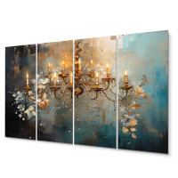 Design Art Chandelier Whispering Luminescence Pointillism - Chandelier Metal Wall Art Living Room Set