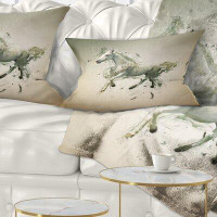 Made in Canada - East Urban Home White Horse in Motion on Brown Animal Lumbar Pillow