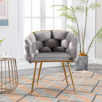 Mercer41 leisure velvet single sofa chair bedroom lazy person household dresser stool
