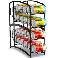 Prep & Savour Stackable Beverage Can Dispenser Rack, Storage Organizer Holder For Canned Food Or Pantry Refrigerator,Bla