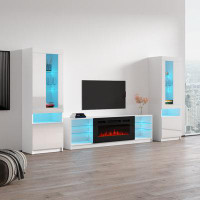 Orren Ellis Delaine Entertainment Centre for TVs up to 88" with Electric Fireplace Included