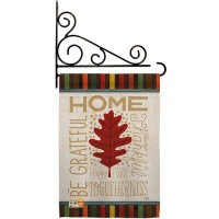 Breeze Decor Home Be Grateful - Impressions Decorative Metal Fansy Wall Bracket Garden Flag Set GS113079-BO-03