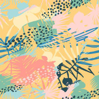 Bay Isle Home™ Seamless Exotic Pattern With Tropical Plants And Artistic Background