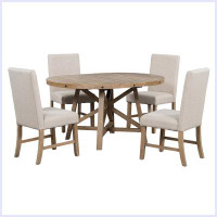 Red Barrel Studio 5-Piece Retro Dining Set With Extendable Round Table With Removable Middle Leaf