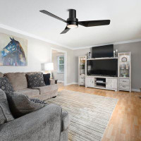 Wrought Studio 44" Edessa  3 - Blade LED Flush Mount Ceiling Fan with Remote Control and Light Kit Included