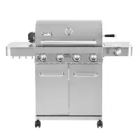 Monument Grills Monument Grills 4-Burner Propane Gas Grill with Rotisserie Kit, Side Burner, Stainless Steel