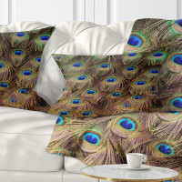 Made in Canada - East Urban Home Animal Peacock Bird Tail Feathers in Close up Lumbar Pillow