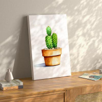 Union Rustic Tranquil Living Canvas: Minimalist Potted Plant Wall Art