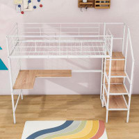 Isabelle & Max™ Metal Loft Bed With Desk And Metal Grid