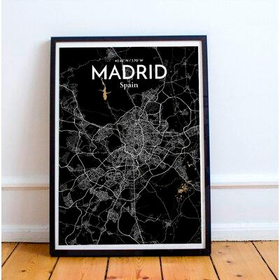Wrought Studio 'Madrid City Map' Graphic Art Print Poster in Luxe in Arts & Collectibles