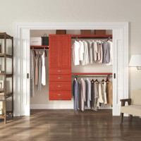 John Louis Home John Louis Home 16In. Deep Solid Wood Deluxe Organizer With 4 Drawers 8 & 10In./Raised Panel Doors Red M