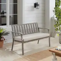 Peak Home Furnishings Patio Aluminum Bench with Sunbrella Cushion