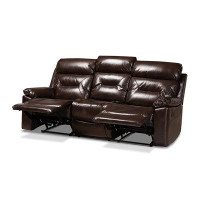 Lefancy.net Lefancy  Byron Modern and Contemporary Dark Brown Faux Leather Upholstered 3-Seater Reclining Sofa