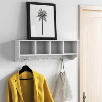 Zipcode Design™ Hollen 5 - Hook Wall Mounted Coat Rack with Storage in White