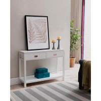Red Barrel Studio Kings Brand Furniture White Finish Wood Occasional Entryway Console Sofa Table With Storage Shelf / 2