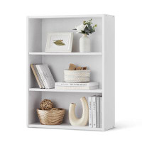 Ebern Designs Bookshelf, 3-Tier Open Bookcase With Adjustable Storage Shelves, Floor Standing Unit, White
